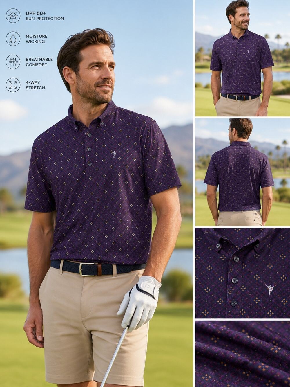 William Murray Golf Polo Shirt Mens XXL Keep Em Coming Bill Performance UPF 50+